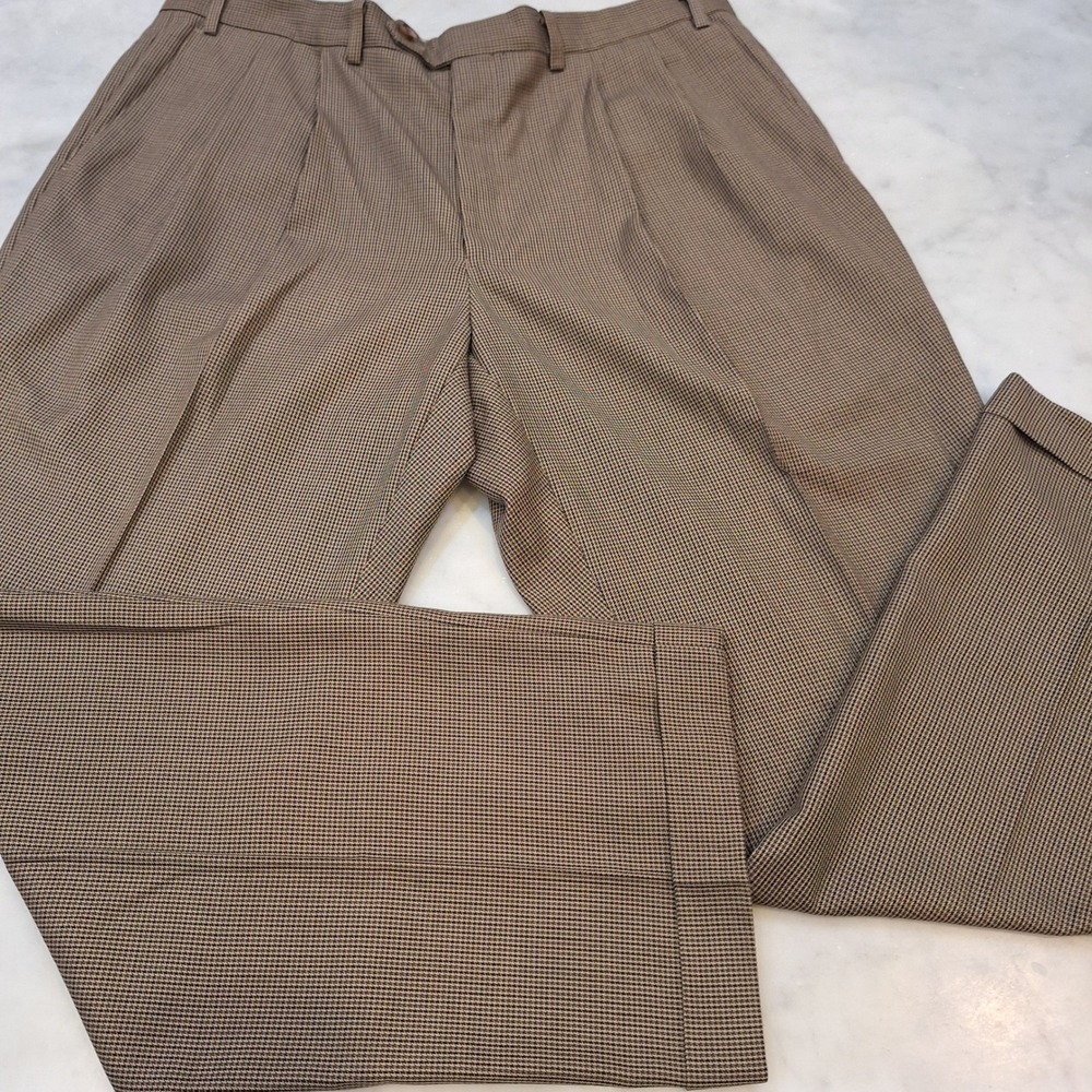 Ralph by Ralph Lauren Houndstooth Dress Pants Mens 38x30 Pleated Cuffed Trousers